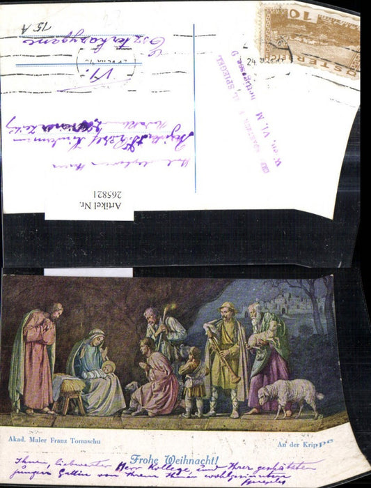 265821, Artist Ak Franz Tomaschu At the manger Christ Child Shepherds Christmas