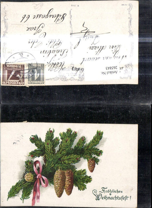 265843, Artist Ak Christmas Fir branch Bow Cone