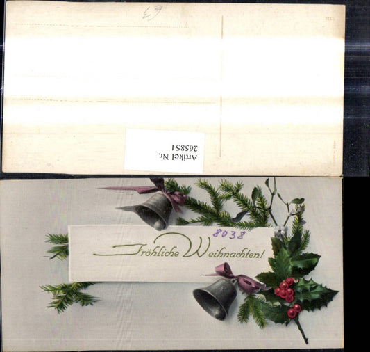 265851, Artist Ak Christmas Fir branch Bells Holly branch Mistletoe branch