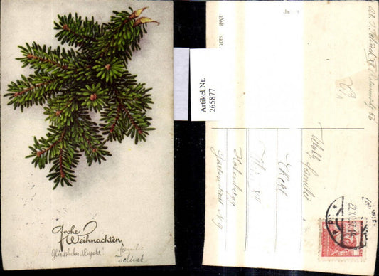 265877, Artist Ak Christmas Fir branch embossing pub HWB 5398