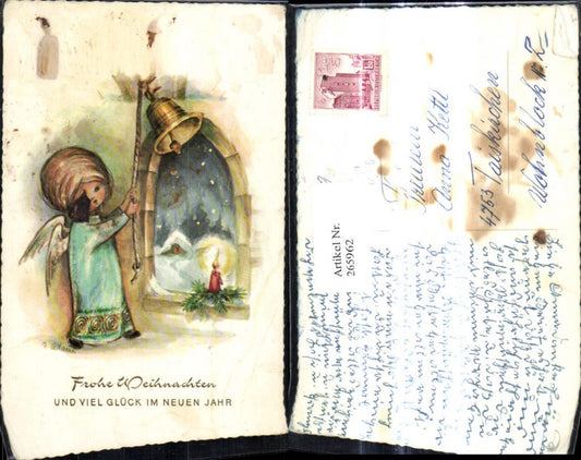 265962, Artist Ak A. Adam Christmas Angel ringing bell window candle