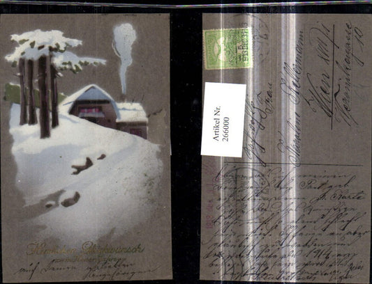 266000, Artist Ak Christmas House Smoke on Chimney Winter Forest