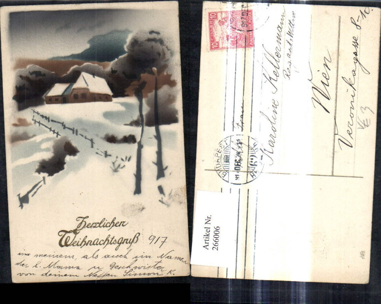 266006, Artist Ak Christmas House Winter Landscape pub HWB
