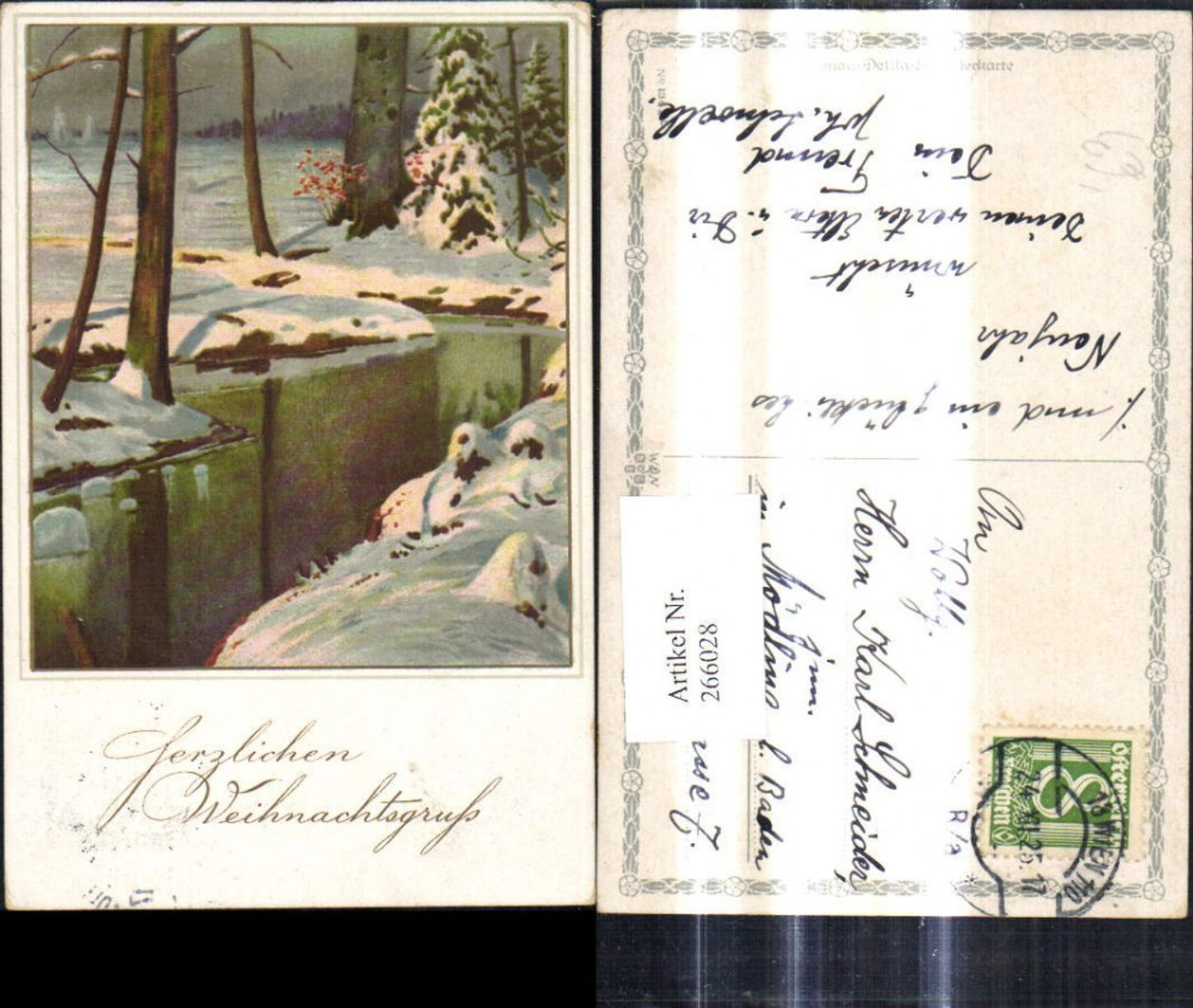 266028, Artist Ak Christmas Bach in Winter Forest Winter Landscape pub Wenau Delila