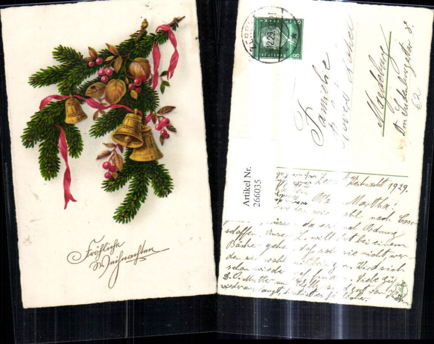 266035, Artist Ak Christmas Fir branch Bells Bow Berry branch Leaf branch
