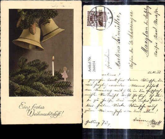 266054, Christmas Fir branch Burning candle Golcken Angel figure