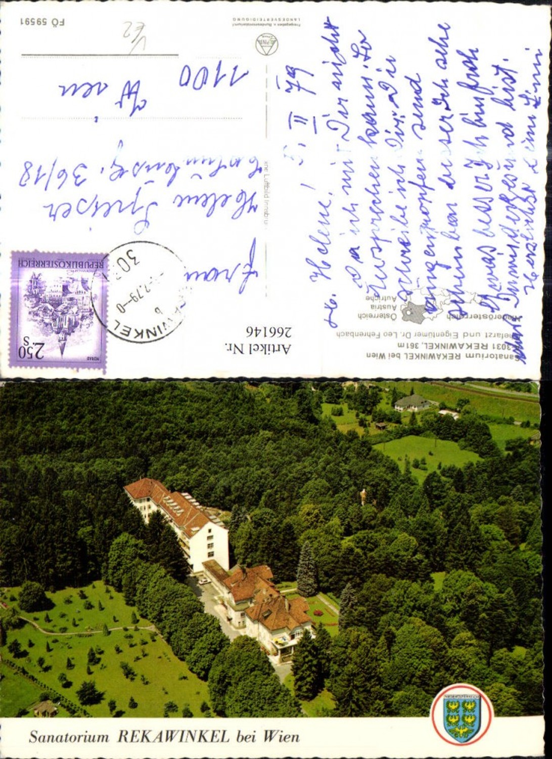 266146,Rekawinkel b. Wien Sanatorium Luftbild pub Alpina Druck FÖ 59591