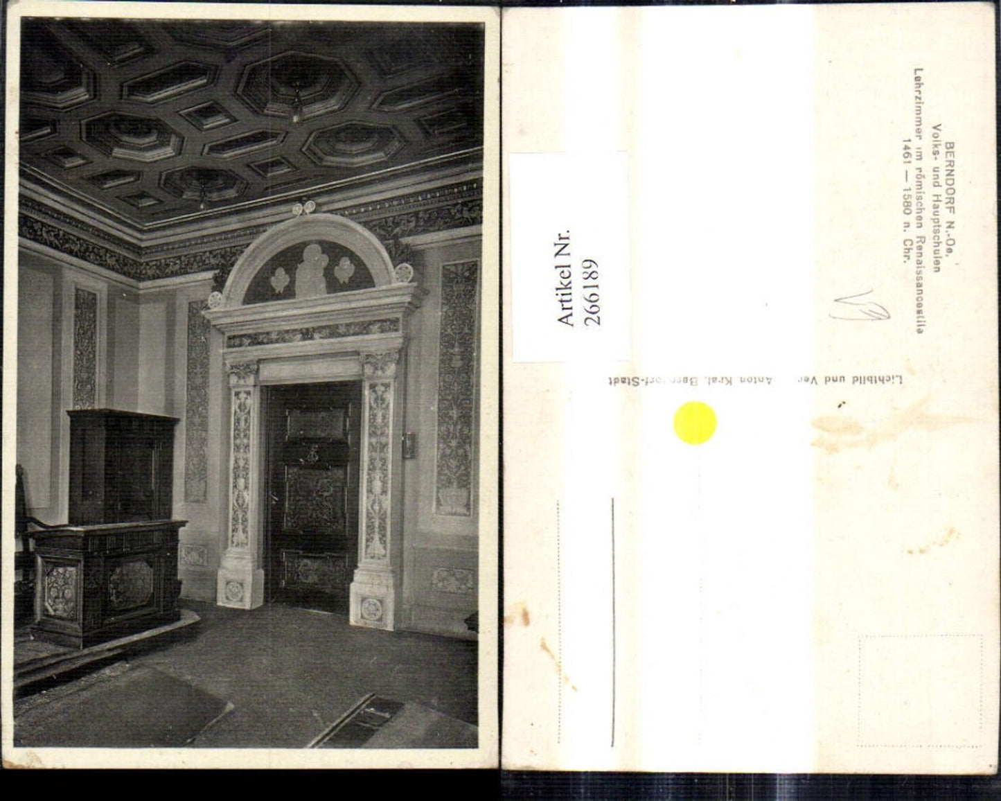 266189,Berndorf Volks u. Hauptschule Ansicht Lehrzimmer Renaissancestile