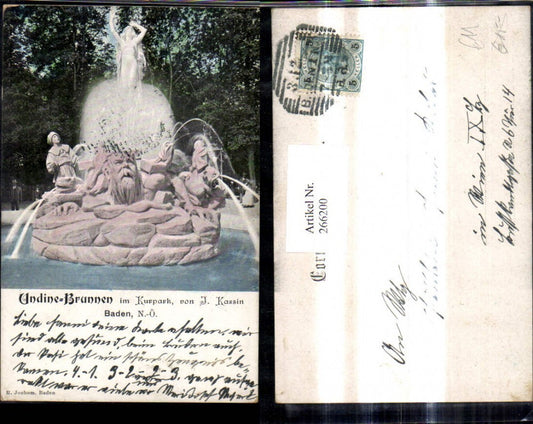 266200,Baden b. Wien Undine Brunnen i. Kurpark Springbrunnen