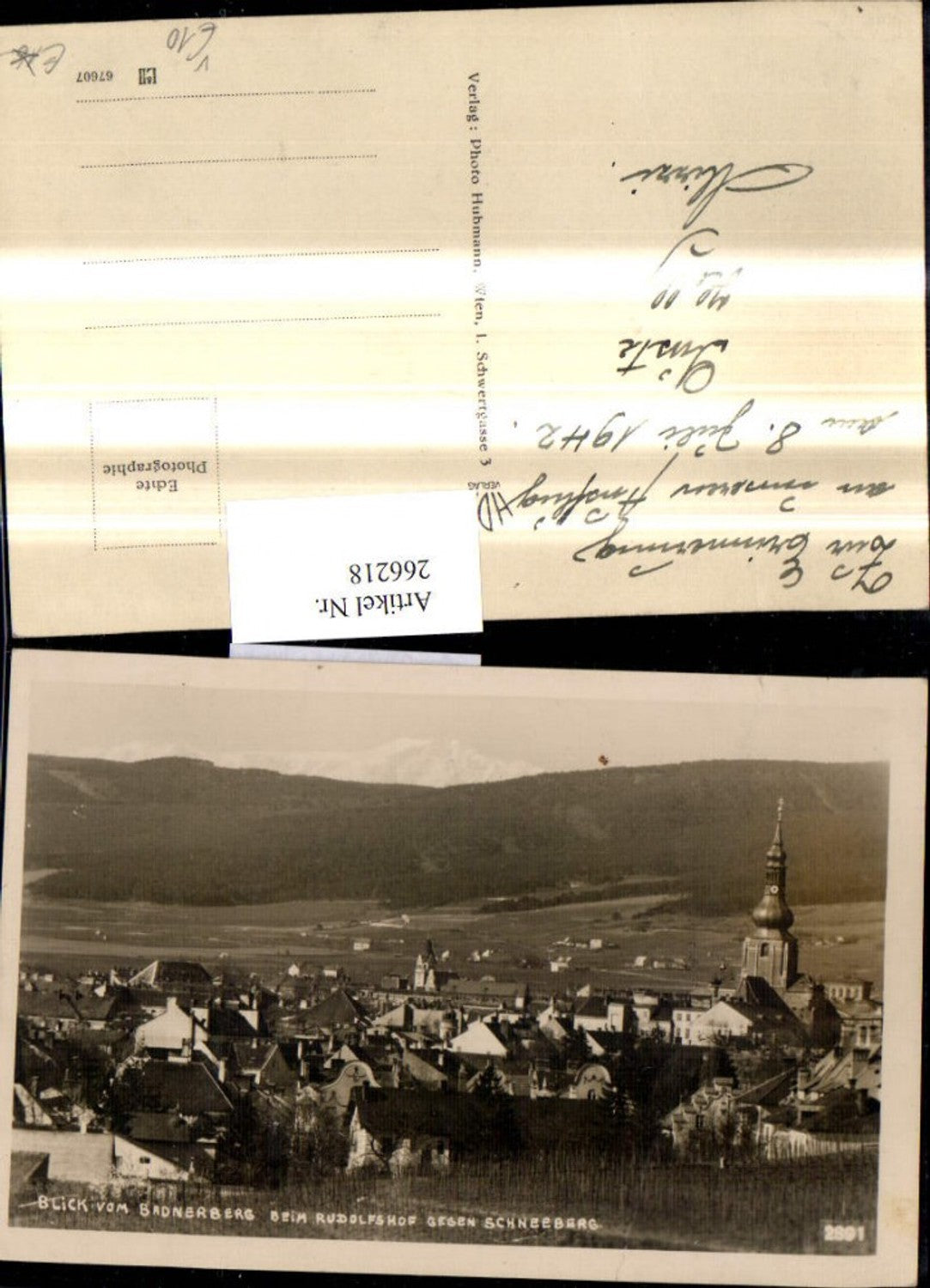 266218,Foto Ak Blick v. Badnerberg b. Rudolfhof geg. Schneeberg pub Photo Hubmann 2891