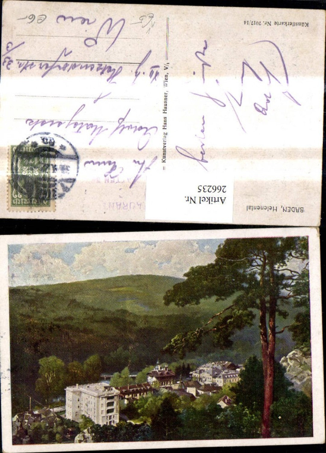 266235,Künstler Ak Baden Helenental pub Hans Hausner 7017/14
