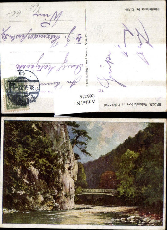 266236,Künstler Ak Baden Antonsbrücke i. Helenental pub Hans Hausner 7017/10