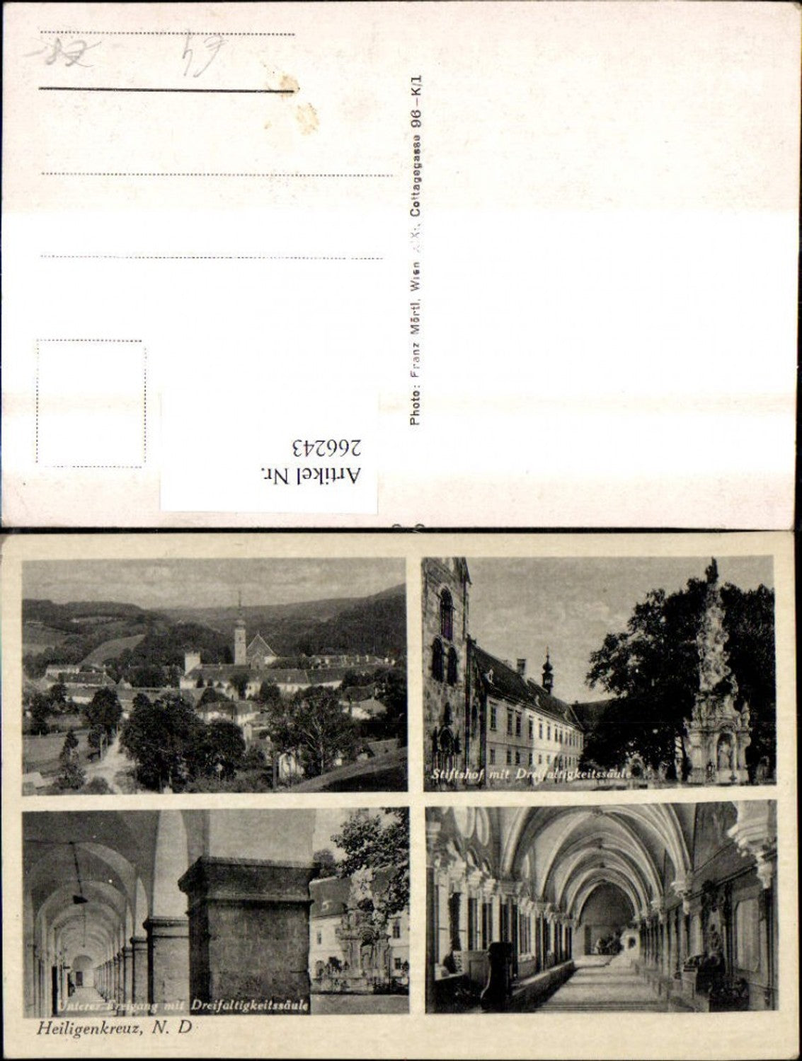 266243,Mehrbild Ak Heiligenkreuz Stiftshof Unterer Freigang Dreifaltigkeitssäule