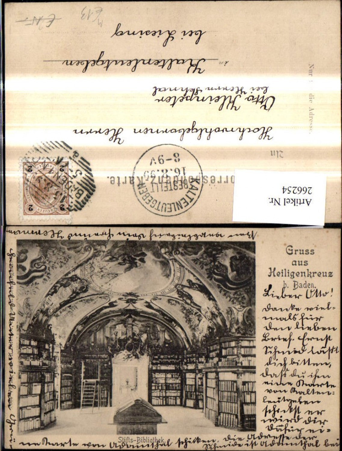 266254,Gruss a. Heiligenkreuz b. Baden Stiftsbibliothek Bibliothek