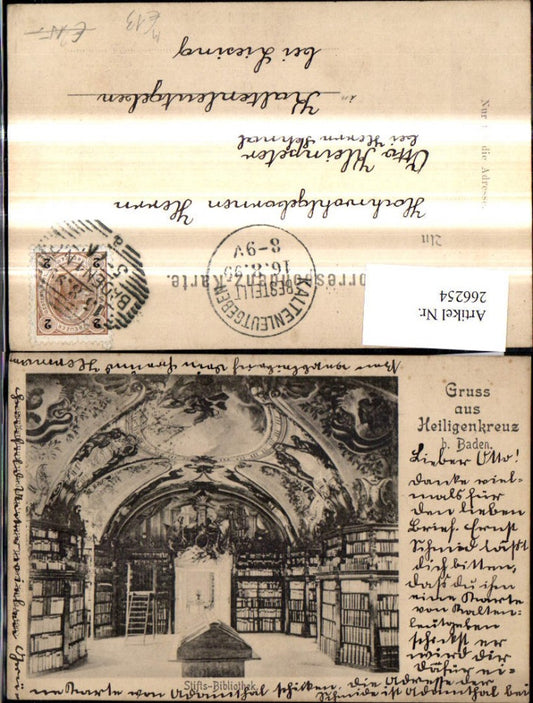 266254,Gruss a. Heiligenkreuz b. Baden Stiftsbibliothek Bibliothek