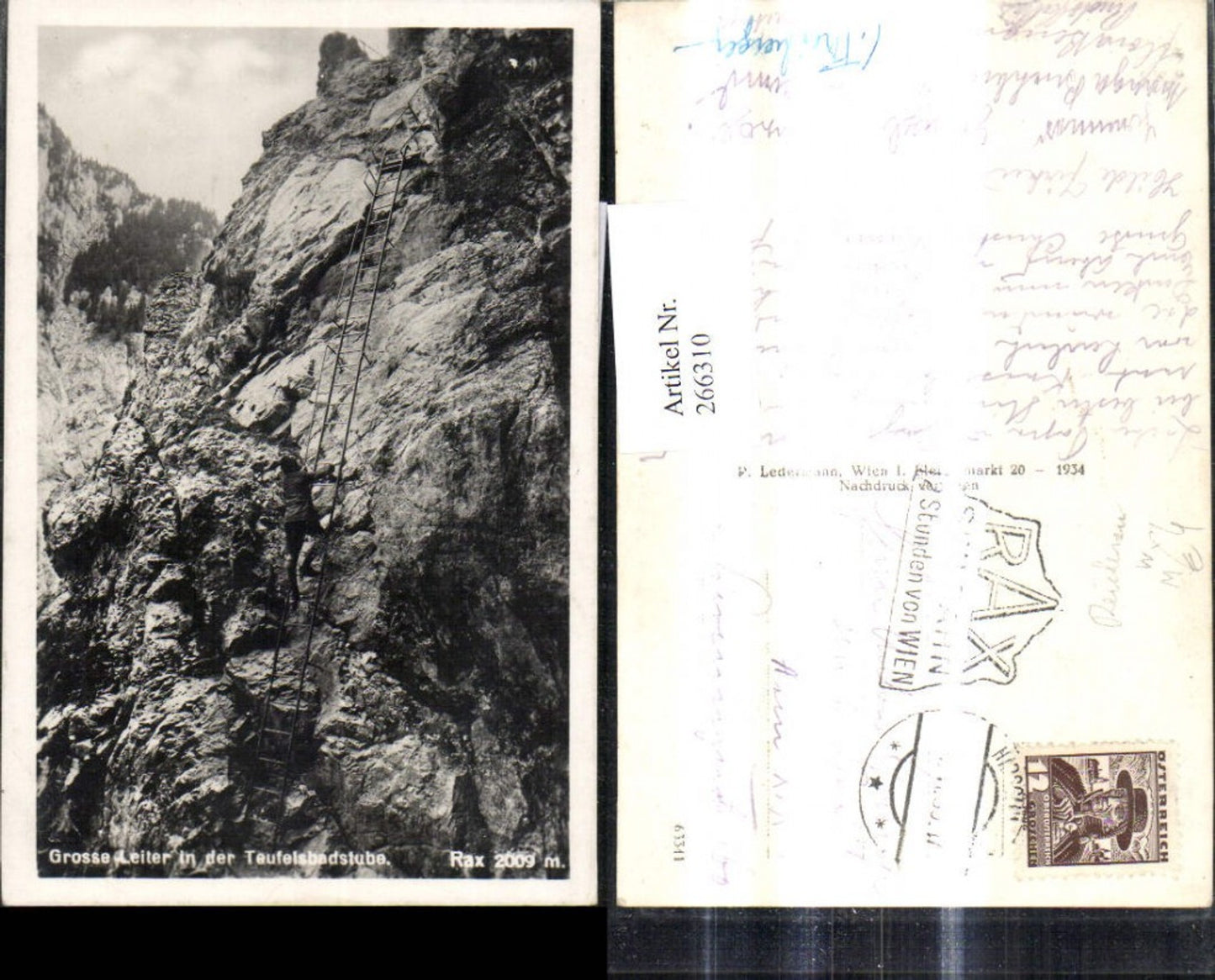 266310,Rax Grosse Leiter i. d. Teufelsbadstube b. Hirschwang an der Rax Reichenau Kletterer