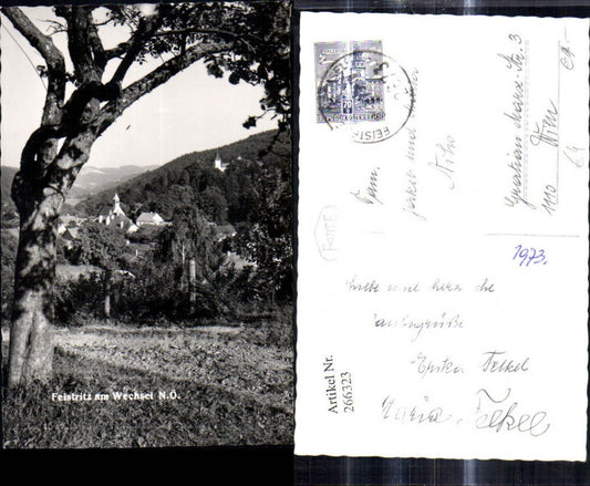 266323,Foto Ak Feistritz a. Wechsel Ansicht m. Baum i. Vordergrund