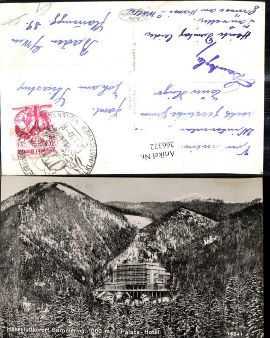266372,Foto Ak Semmering Palace Hotel Winteransicht