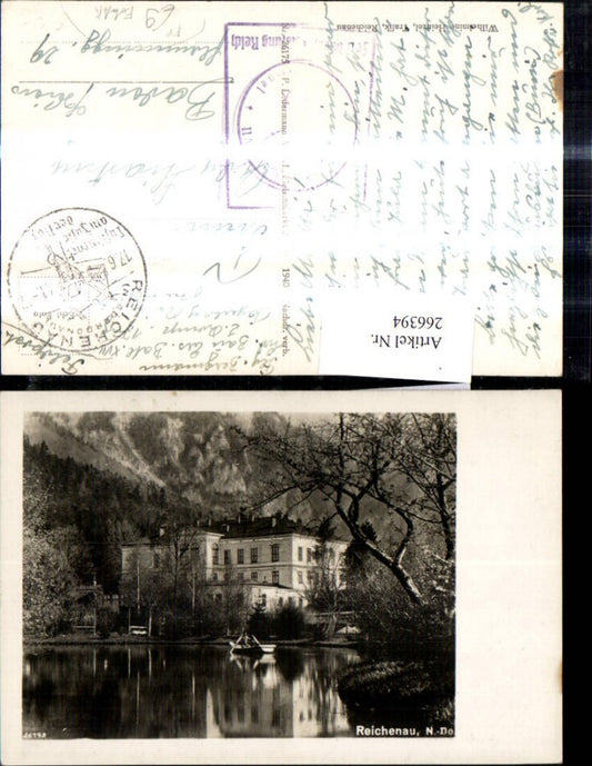 266394,Foto Ak Reichenau a. d. Rax Haus See Ruderboot Boot Feldpost Landwehr Bau Ersatz Batallion 17