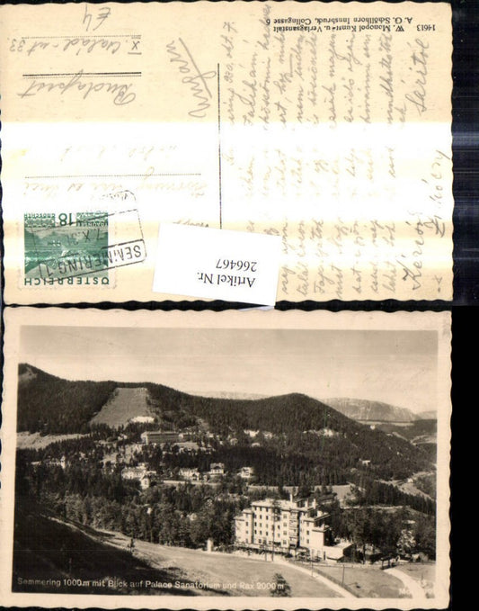 266467,Semmering m. Blick a. Palace Sanatorium u. Rax
