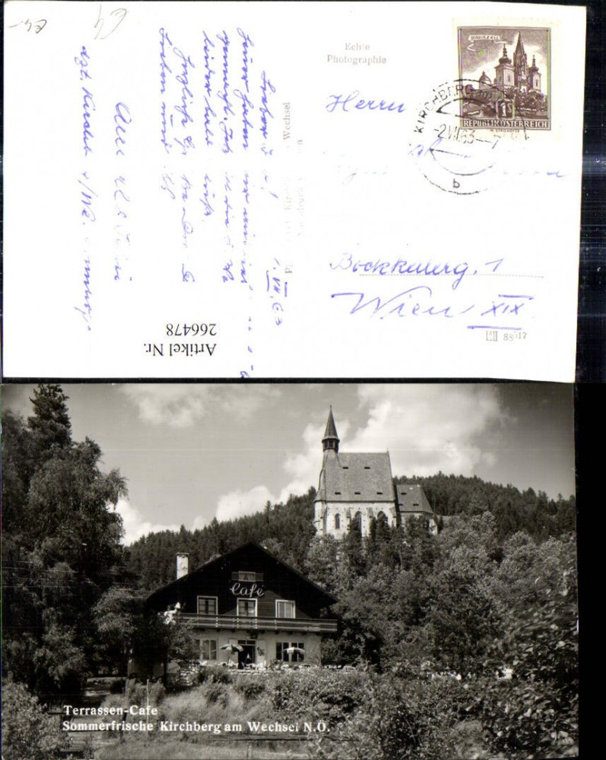 266478,Foto Ak Kirchberg a. Wechsel Terrassen Cafe