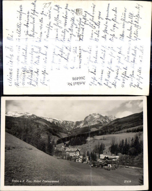 266498,Foto Ak Prein a. d. Rax Hotel Preinerwand