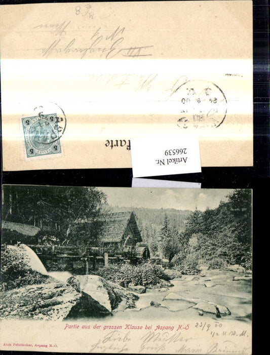 266539,Partie a. d. grossen Klause b. Aspang Wassermühle Mühlrad