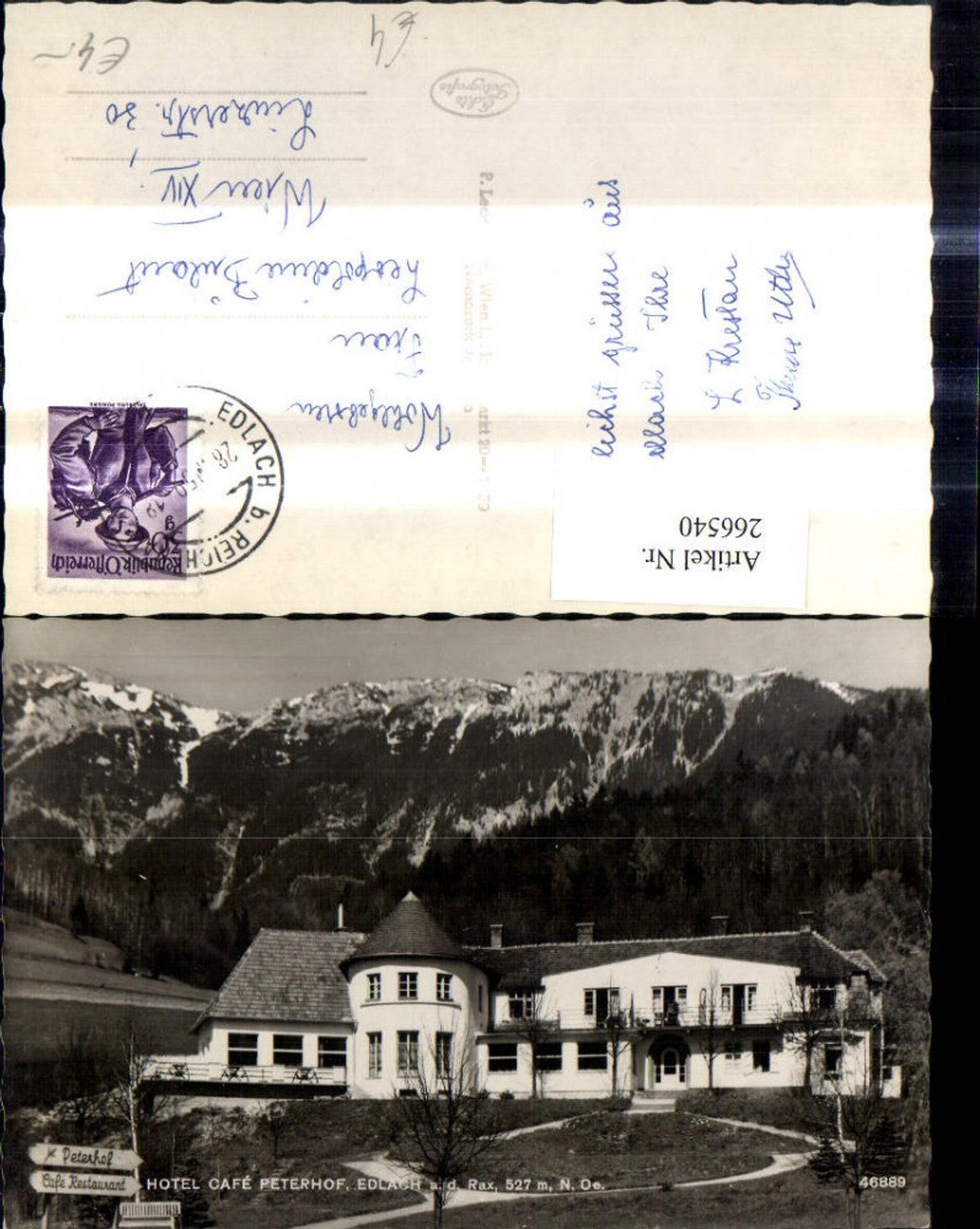 266540,Foto Ak Edlach a. d. Rax Hotel Cafe Peterhof