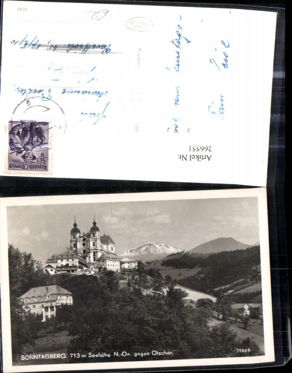 266551,Foto Ak Sonntagberg geg. Ötscher Kirche