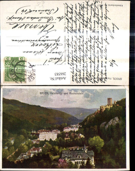 266583,Künstler Ak Baden Helenental u. Rauhenstein Ruine