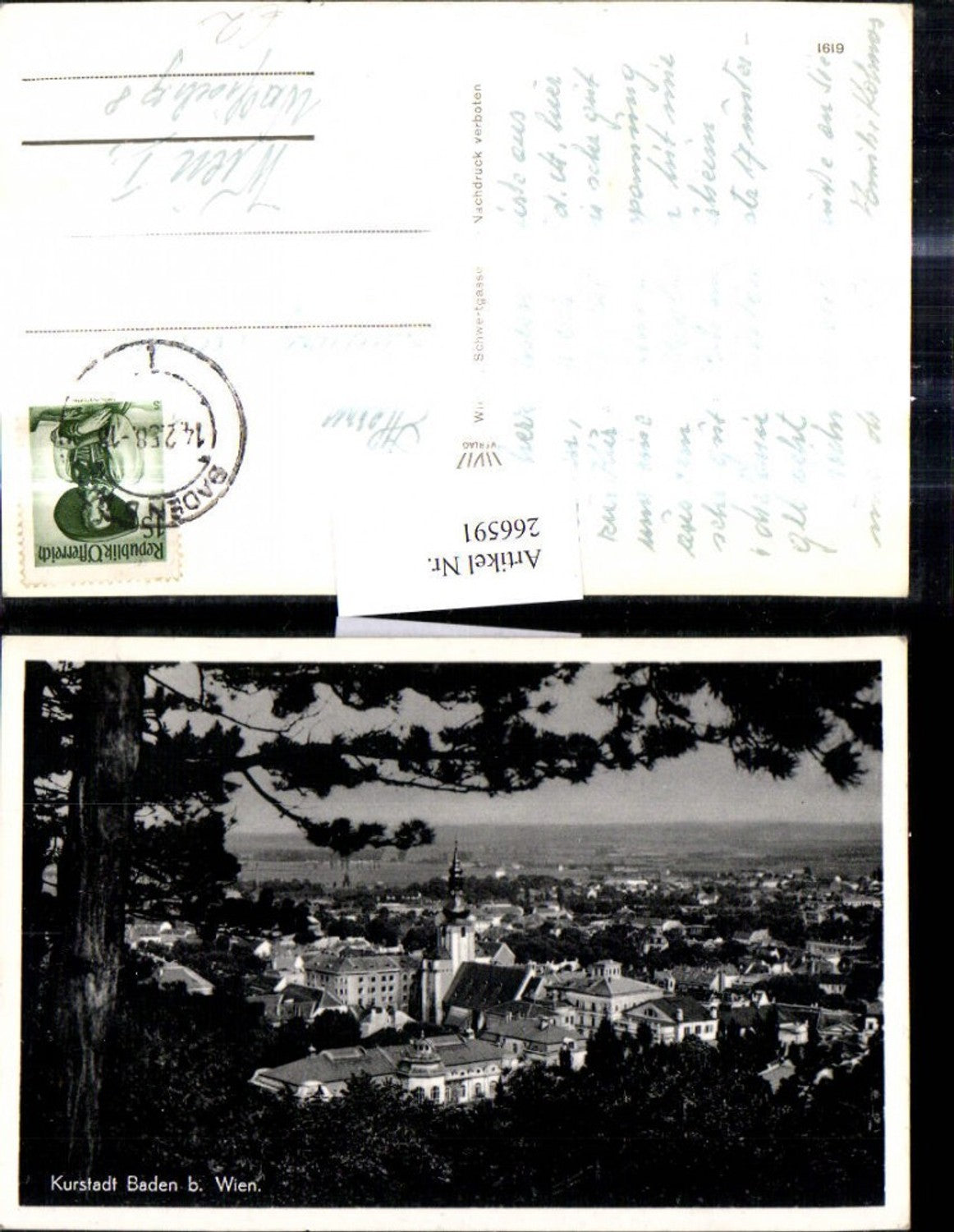 266591,Baden b. Wien Teilansicht m. Baum i. Vordergrund