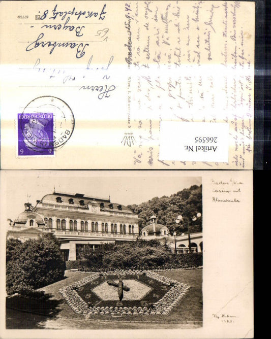 266595,Foto Ak Baden a. Wien Casino u. Blumenuhr pub Photo Hubmann 13851