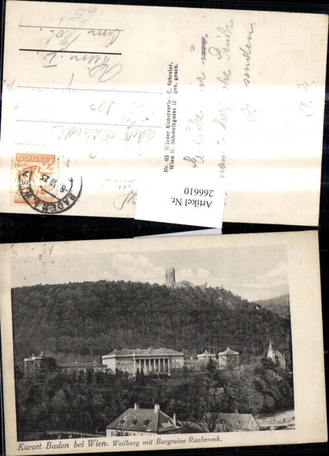 266610,Baden b. Wien Weilburg u. Burgruine Ruine Rauheneck