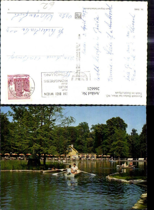 266621,Baden b. Wien Doblhoffpark Teich Ruderboot Boot
