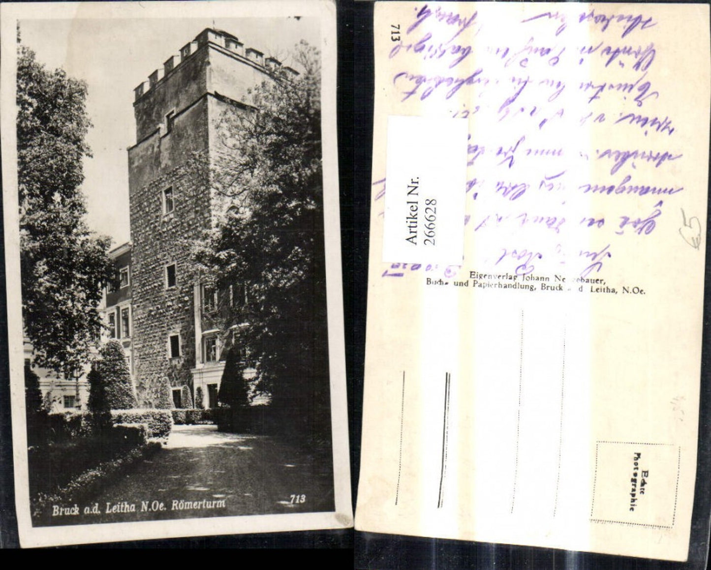 266628,Foto Ak Bruck a. d. Leitha Römerturm