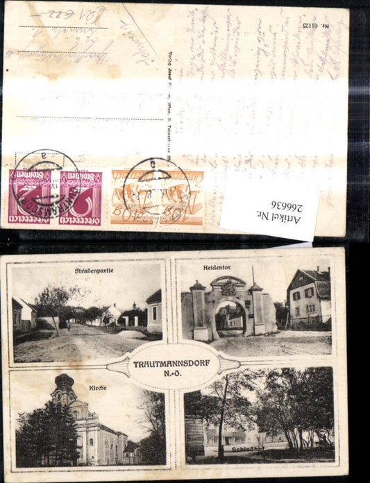 266636,Mehrbild Ak Trautsmannsdorf Strassenpartie Heidentor Kirche