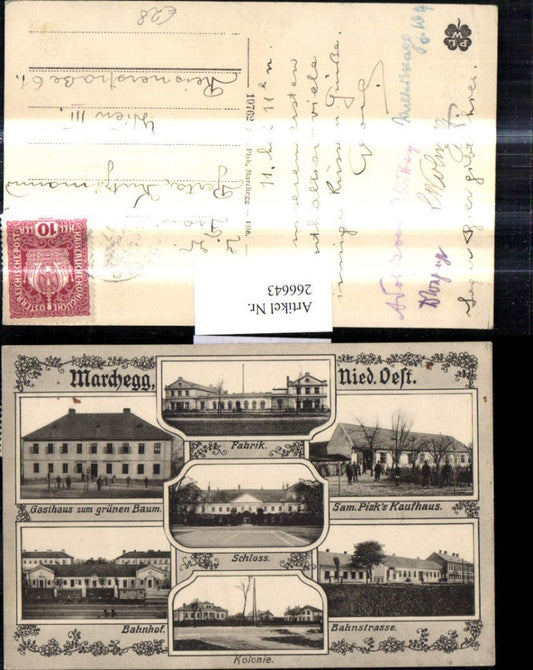 266643,Mehrbild Ak Marchegg Fabrik Schloss Kolonie Bahnhof