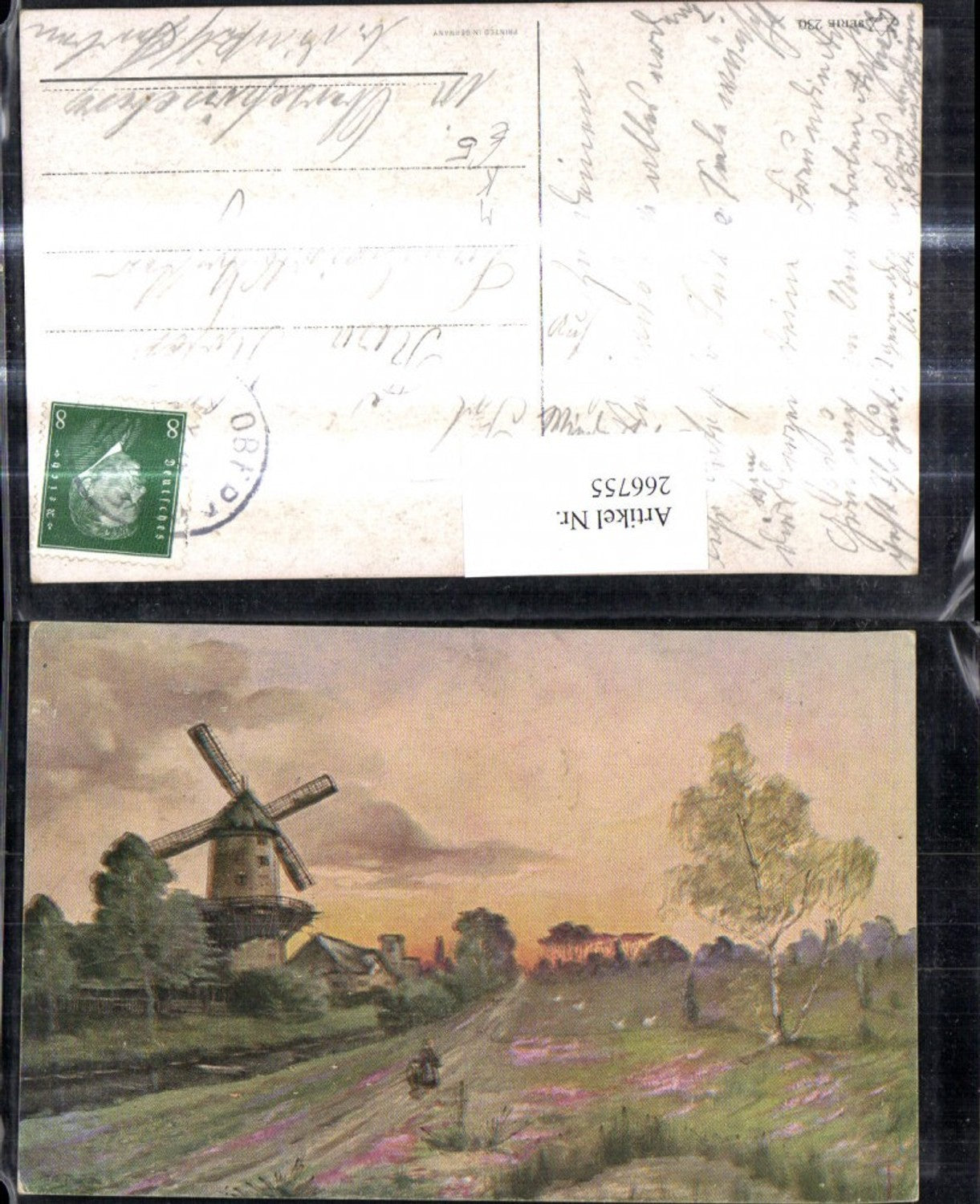 266755,Künstler Ak Windmühle Landschaft