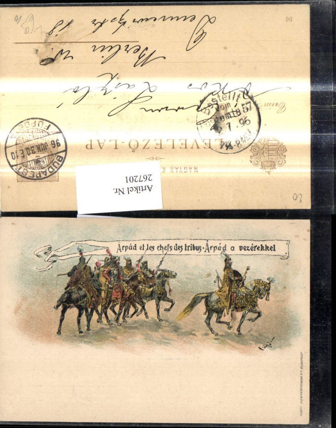 267201,Künstler Litho Arpad et les chefs des tribus Arpad a vezerekkel Ritter Pferde