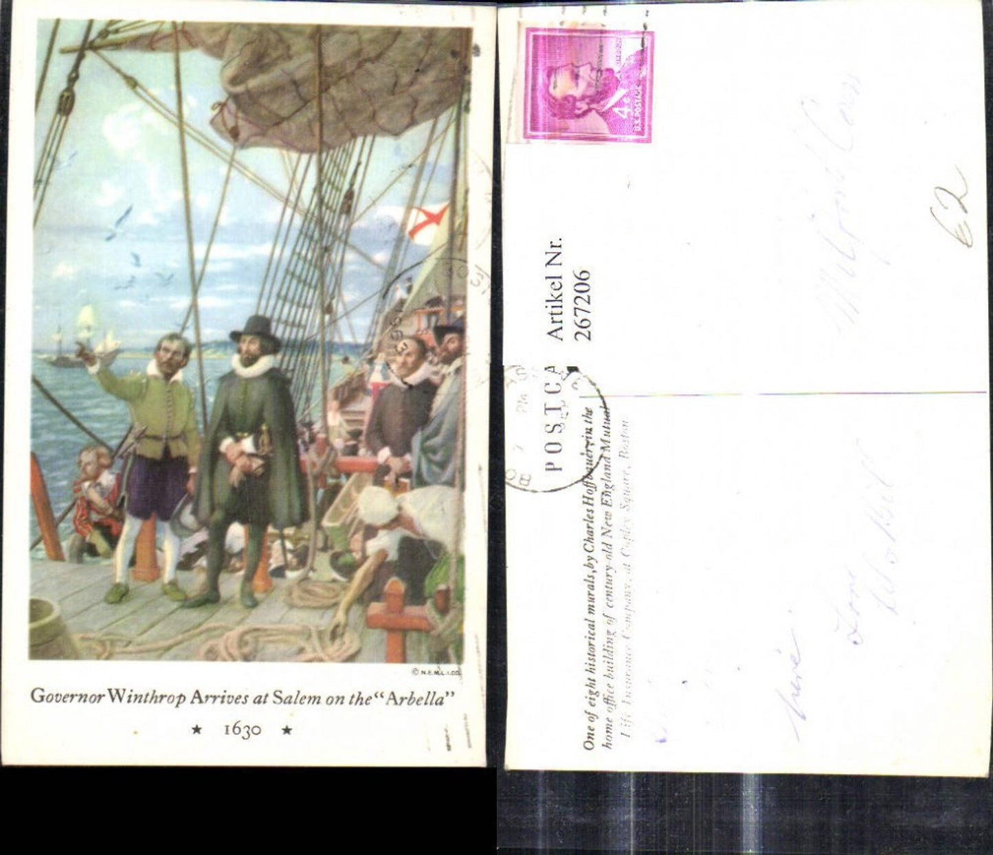 267206,Künstler Ak Governor Winthrop Arrives at Salem on the Arbella Schiff Geschichte Politik