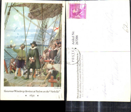 267206,Künstler Ak Governor Winthrop Arrives at Salem on the Arbella Schiff Geschichte Politik