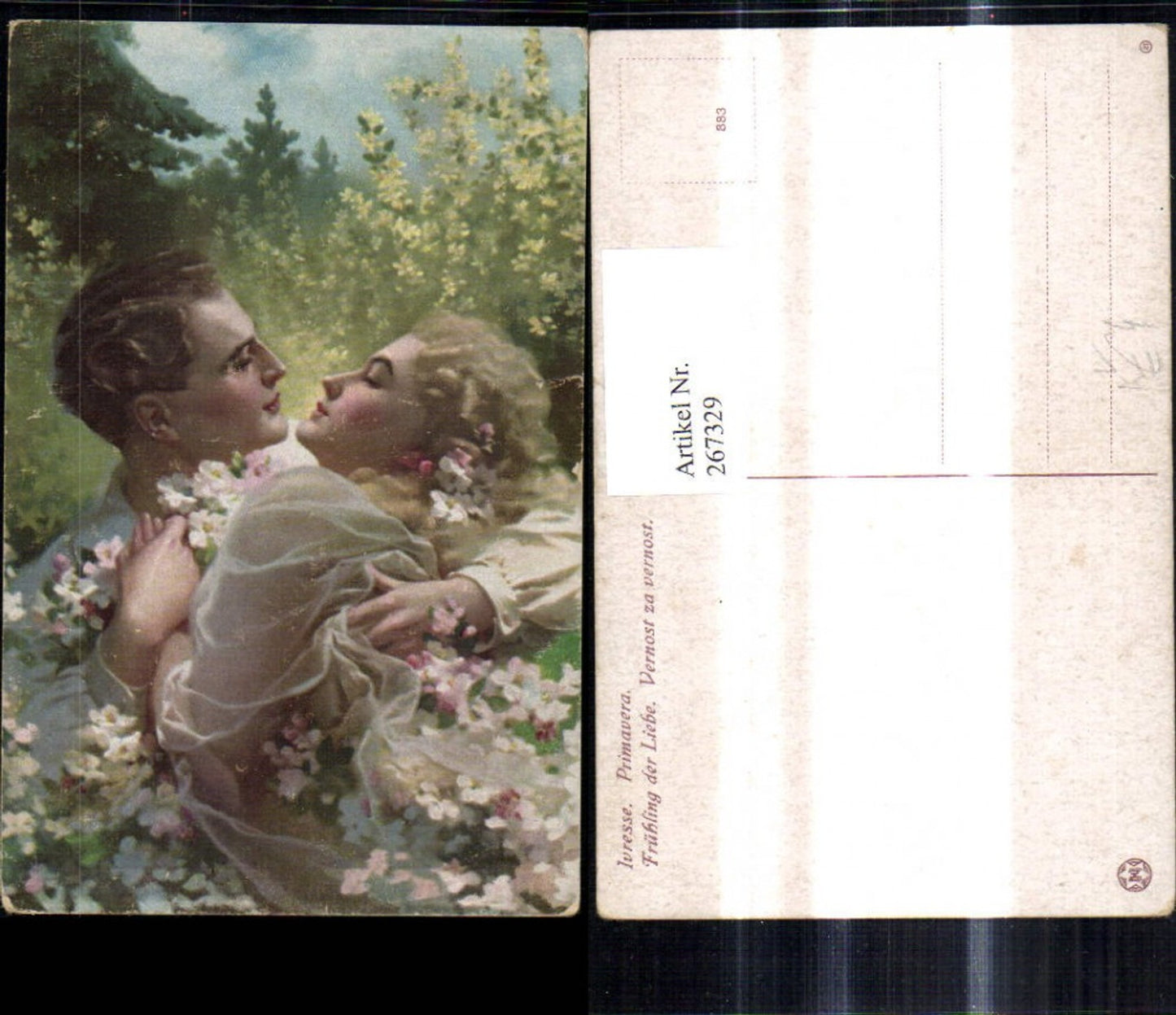 267329,Künstler Ak Ivresse Frühling der Liebe Paar Umarmung Blumen pub Novolito 883