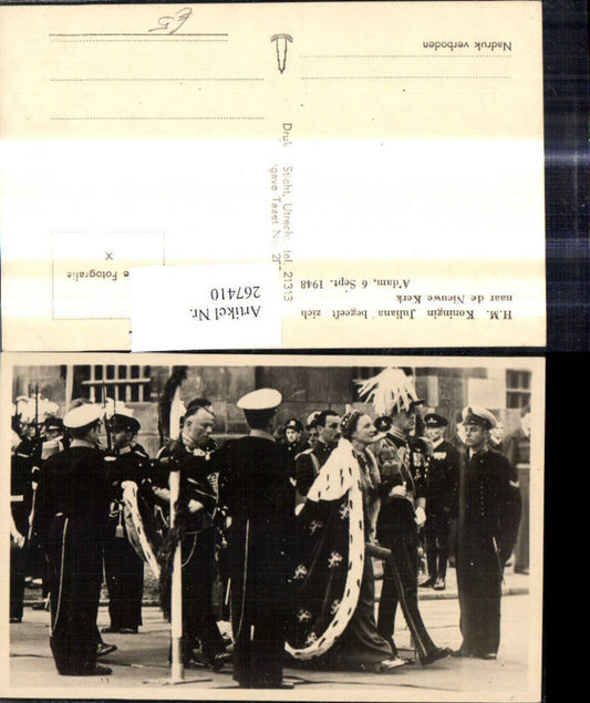 267410,Foto Ak Königin Juliana d. Niederlande Nieuwe Kerk 1948 Adel Monarchie