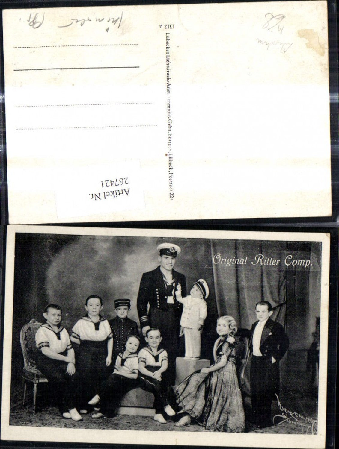 267421,Original Ritter Comp. Gruppenbild Matrosenanzug Behinderungen Liliputaner