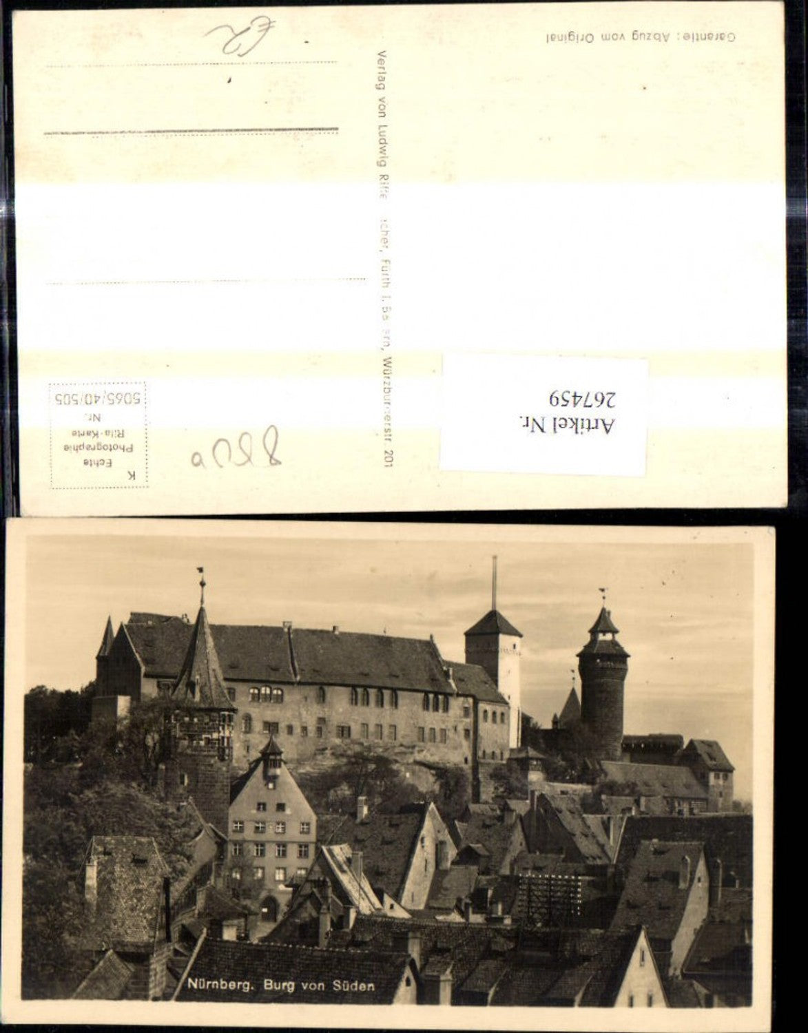 267459,Foto Ak Nürnberg Burg v. Süden Schloss Burg