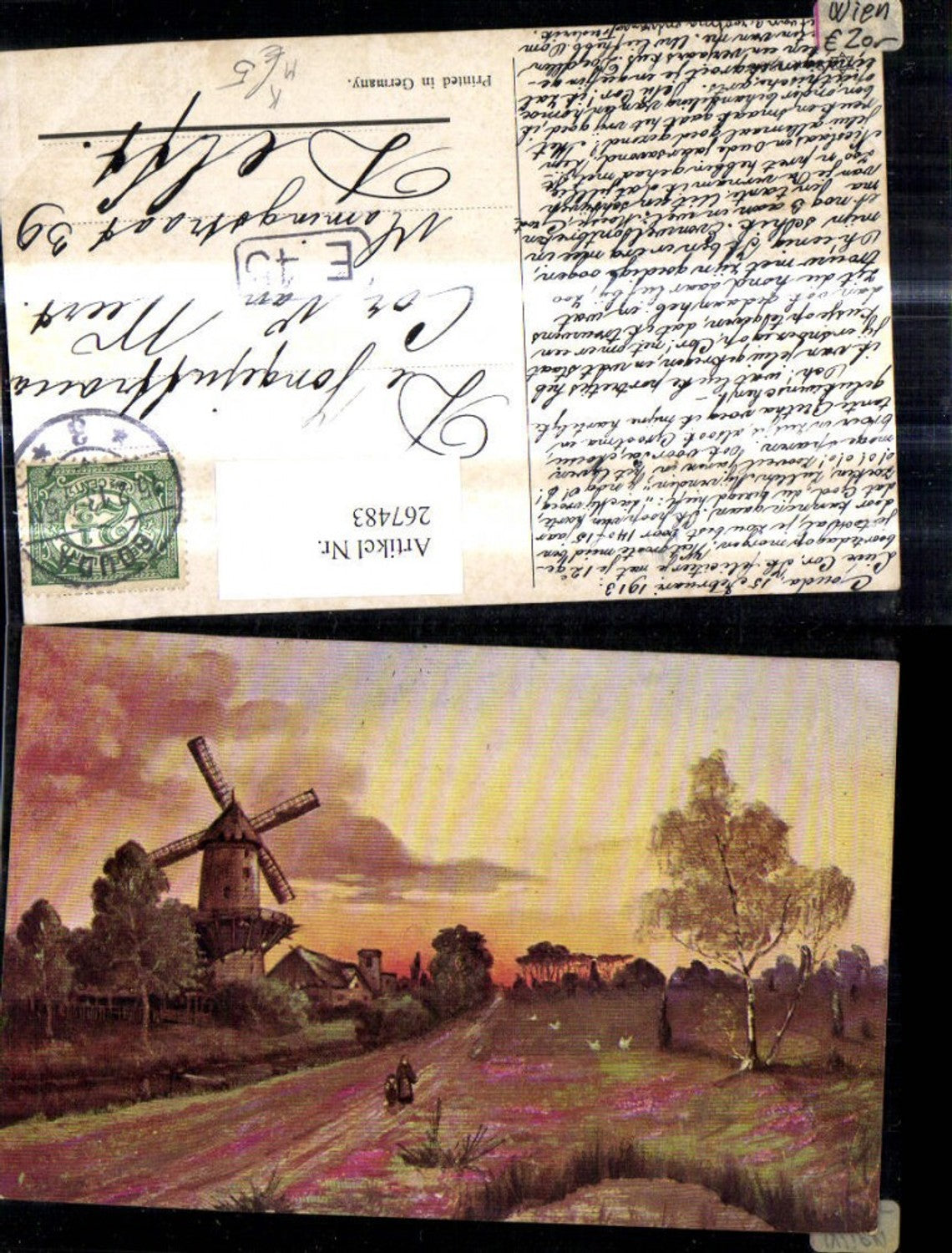 267483,Künstler Ak Windmühle Landschaft