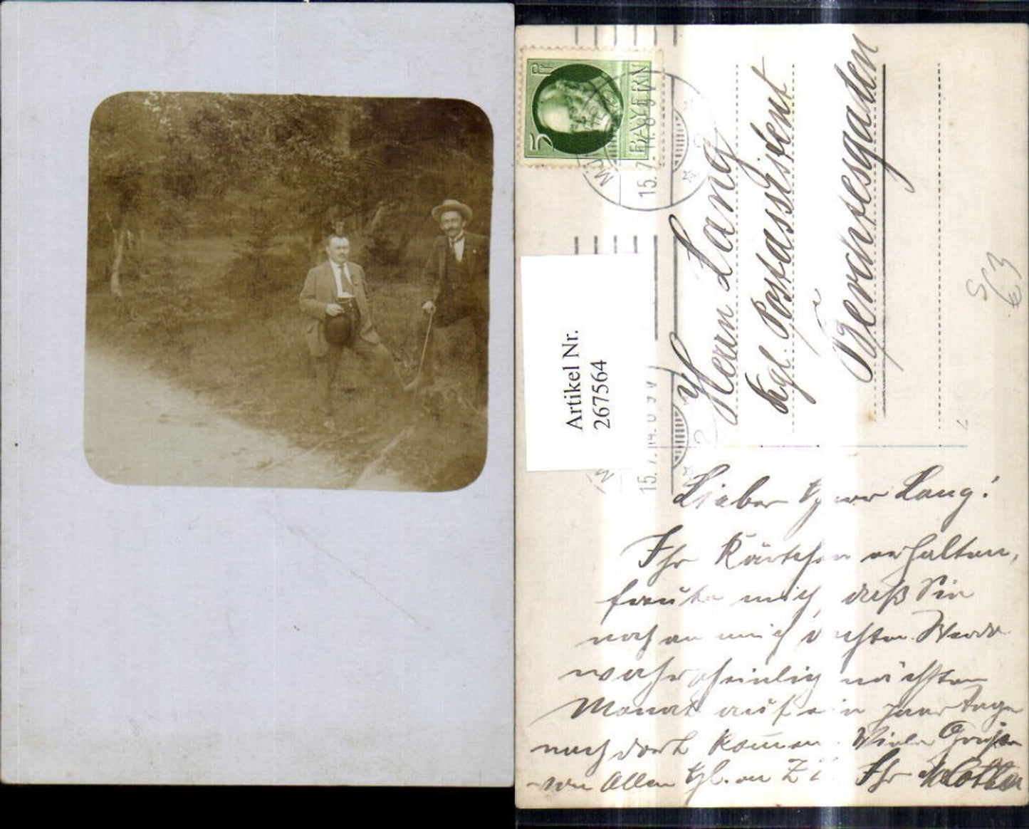 267564,Foto Ak Männer Hut v. Wald Passepartout Stempel München