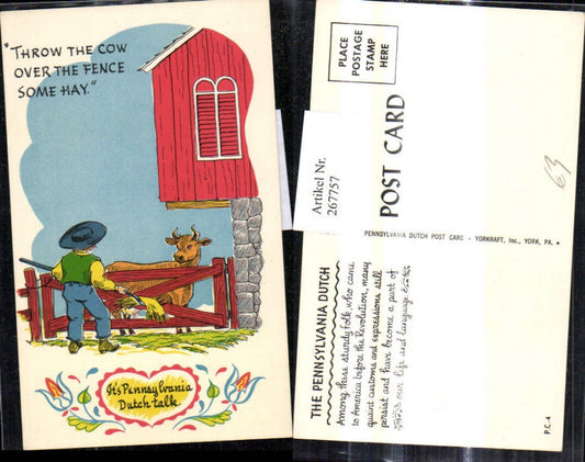 267757,Künstler Ak Bauer füttert Kuh Rind Spruch Scherz Humor