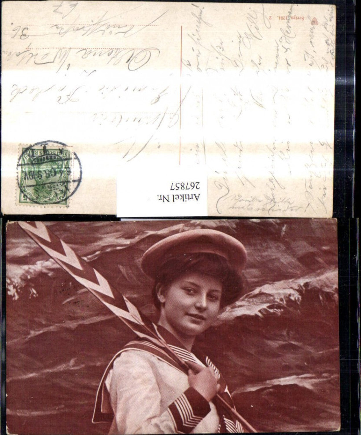 267857,Frau i. Uniform Matrosenanzug Kappe Ruder