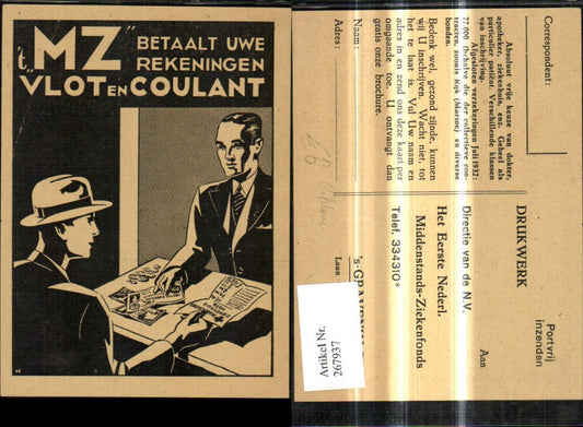 267937,Künstler Ak Reklame MZ Betaalt Uwe Rekeningen Vlot en Coulant